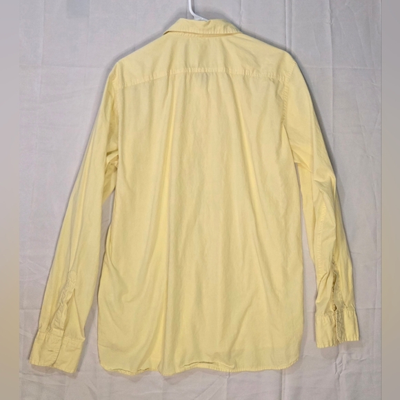 American Eagle Yellow Button Down Shirt Men L Athletic Fit Casual - Picture 5 of 6